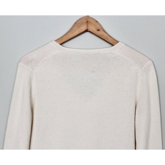 EVERLANE 100% Cashmere Ivory V-Neck Sweater, Size M Medium - Picture 6 of 9